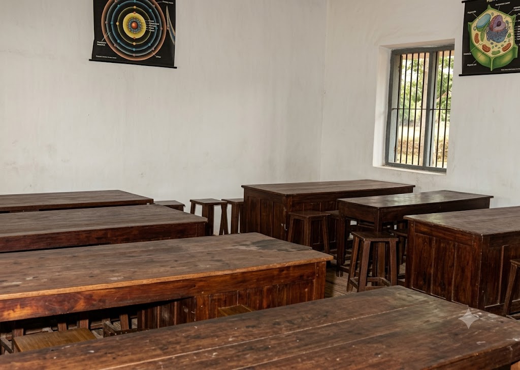 Raju's classroom - the two classrooms in Sri Karibasavaswami District Board High School where Raju studied