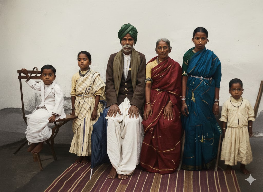 Family photo 1923, Pedda Narasa Raju, Venkamma, Kondama Raju