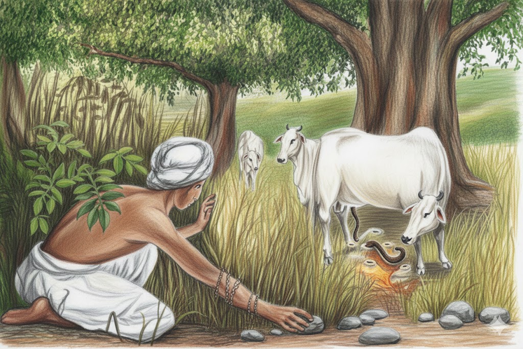 Old Puttaparthi-killing the cobra